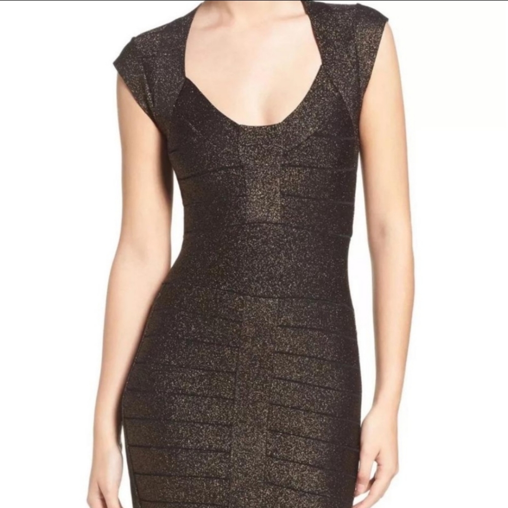 French Connection Gold and Black Bodycon Bandage